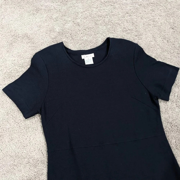Talbots Tencel Black Short Sleeve Pique Knit Dress Size Medium - Picture 2 of 8